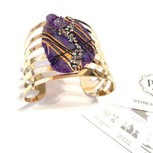 Gold Plated Bangle with Purple Agate Stone